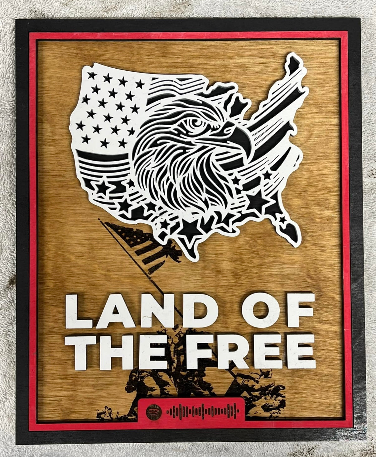 Marine Corps Patriotic Wooden Frame Sign – Scan to Play “God Bless the USA” 🇺🇸🎶