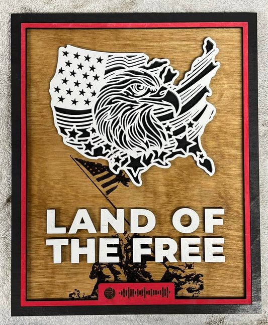 Marine Corps Patriotic Wooden Frame Sign – Scan to Play “God Bless the USA” 🇺🇸🎶